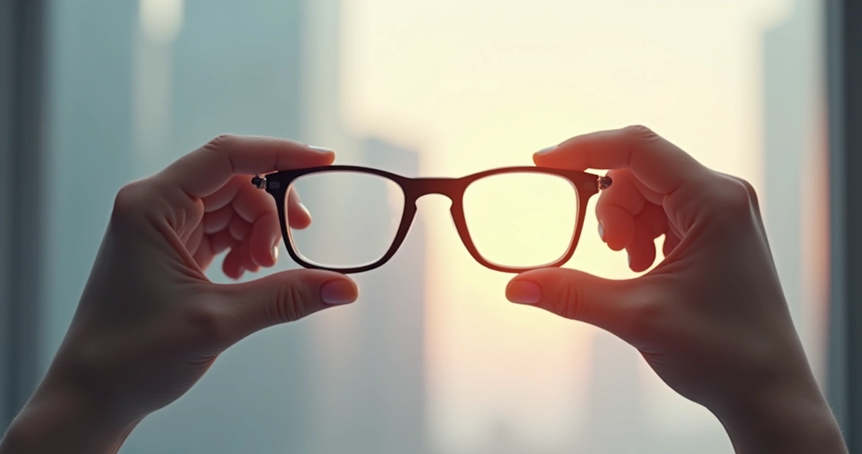 Pessoa trocando óculos por uma nova lente