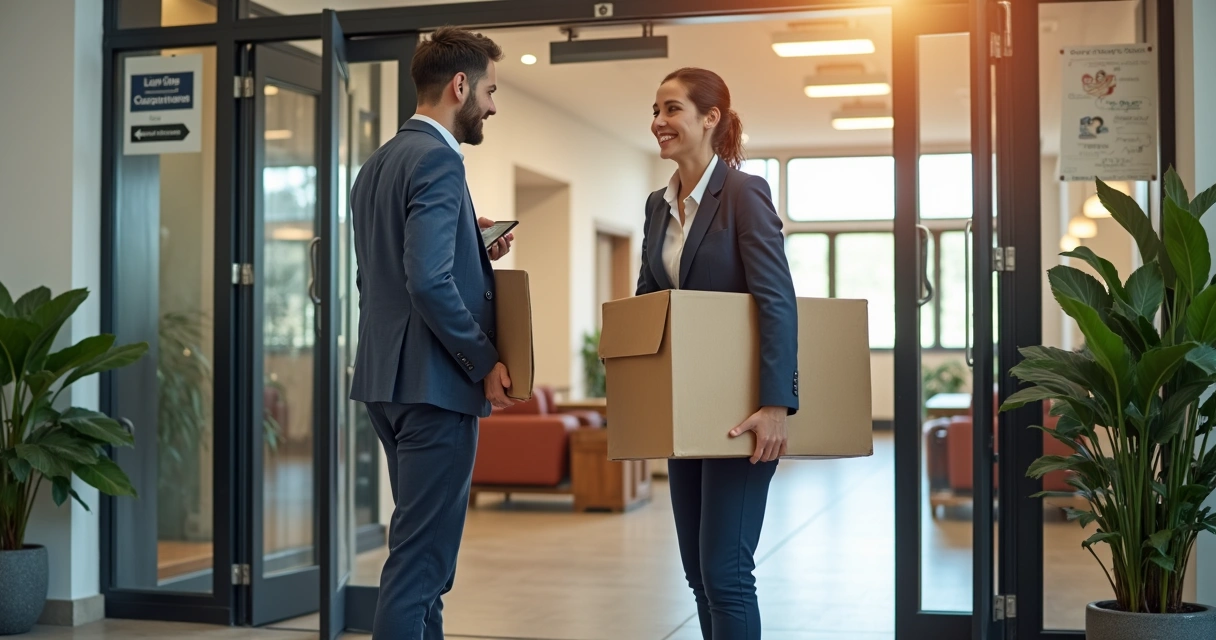 Profissional chegando ao escritório coworking 