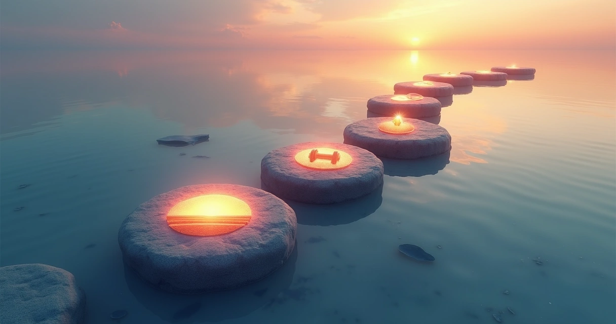 Sequência de passos leves mostrando evolução do hábito 