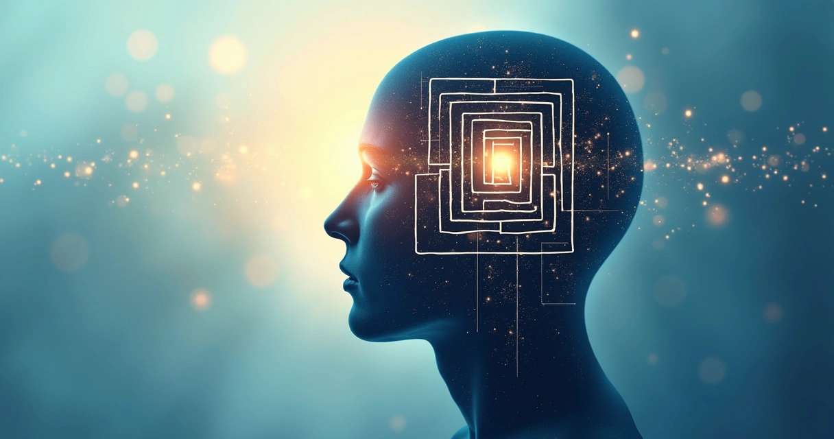 Mente representada por labirinto com luz saindo do centro