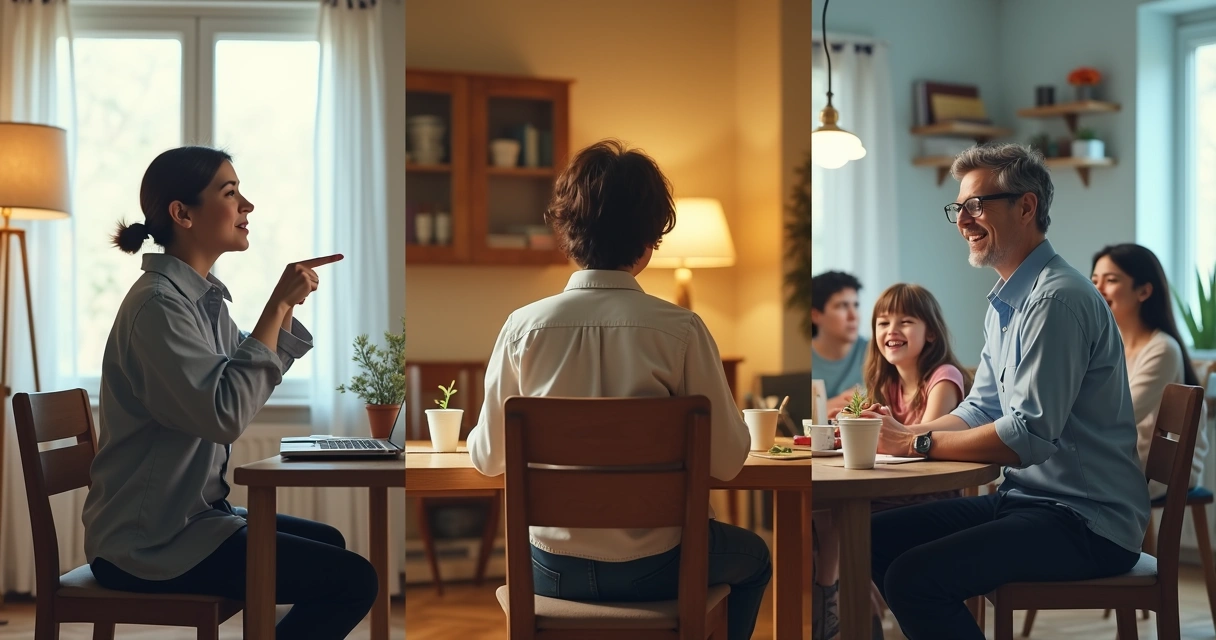 Pessoa mudando de papel social em diferentes contextos 