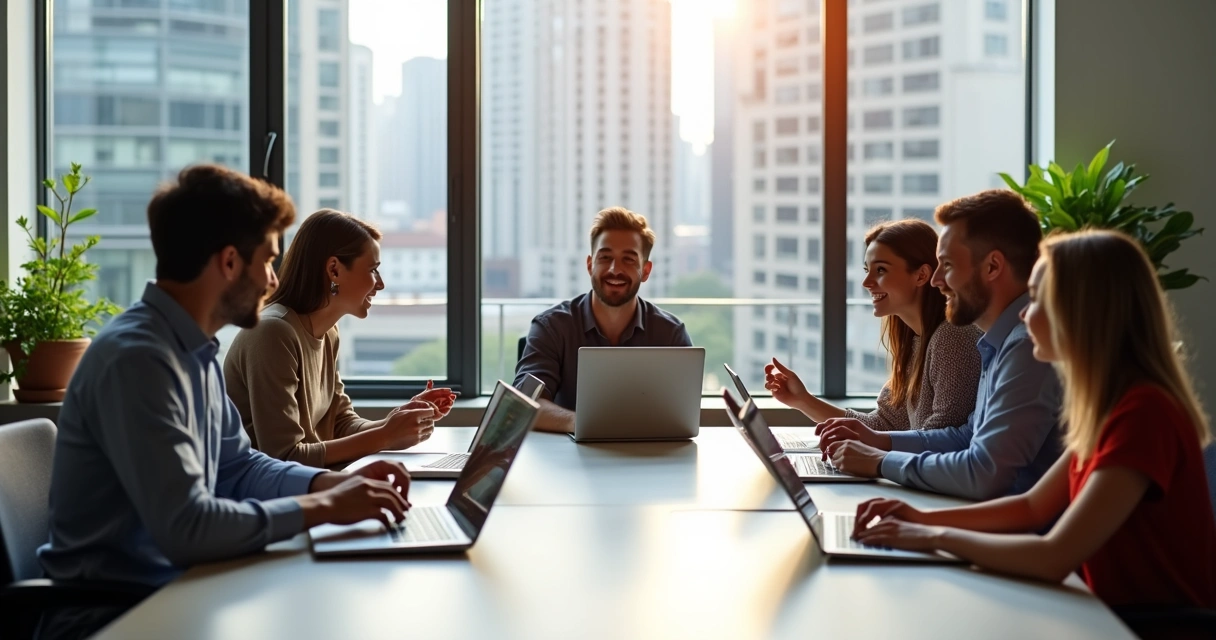 Grupo conversando e promovendo mudanças no ambiente de trabalho 