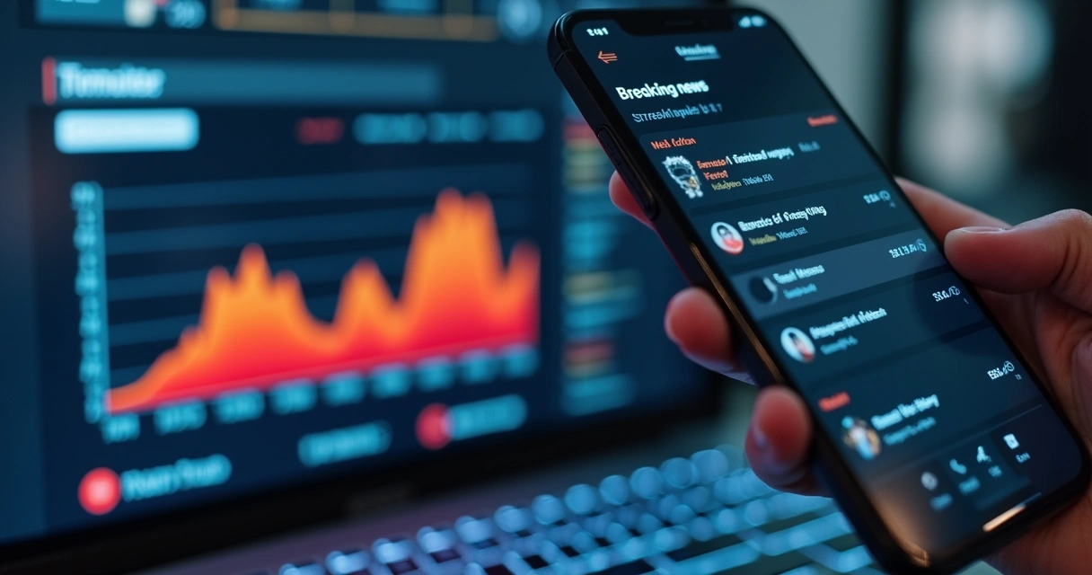 Gráfico de linhas mudando rapidamente após notícia 