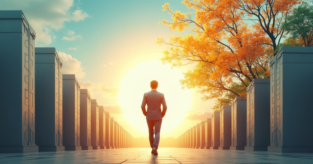 Pessoa caminhando confiante em direção a um novo horizonte profissional 