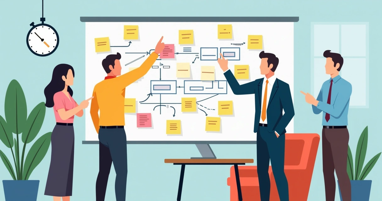 Equipe discutindo mudanças em sistema de gestão