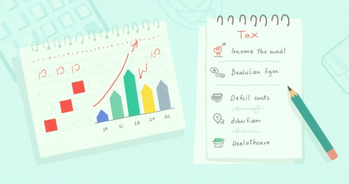 Ilustração educativa sobre mudanças no Imposto de Renda 2025, incluindo calendário, limites de renda e deduções.
