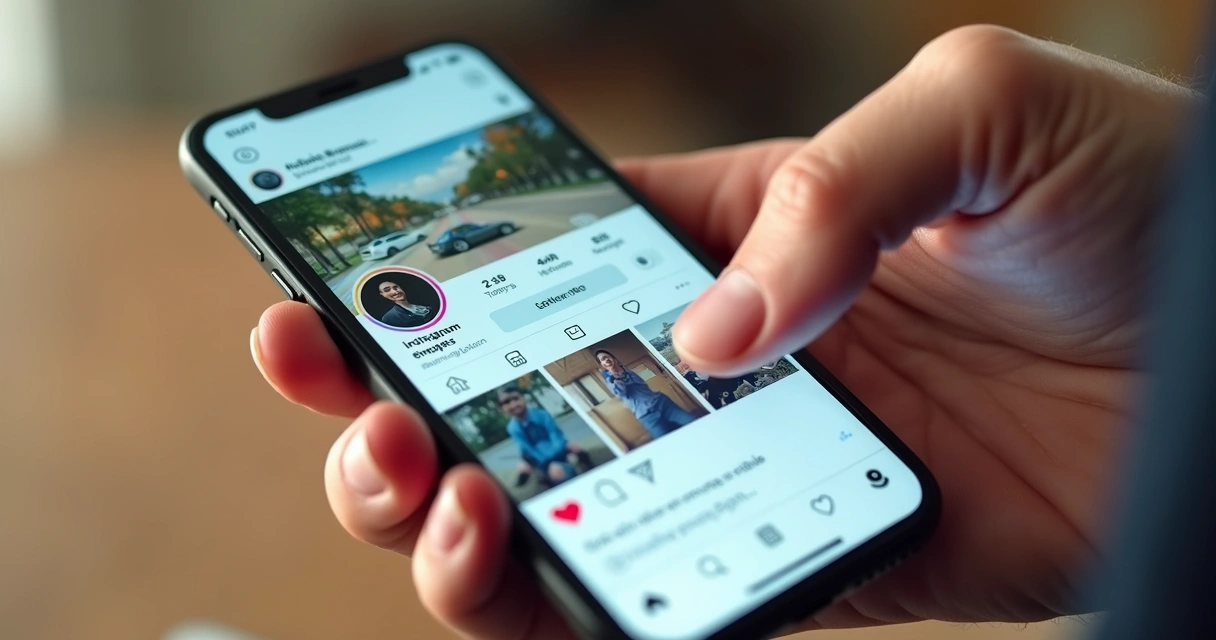 Celular mostrando perfil do Instagram em modo profissional e interface atualizada 