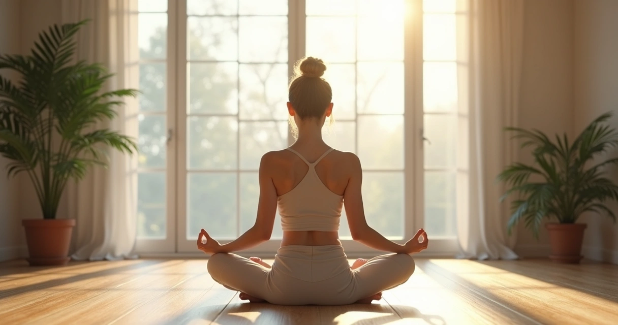 Mujer sentada en postura de meditación 