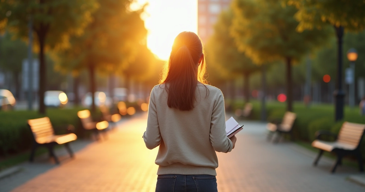 Mujer reflexionando frente a dos caminos buscando coherencia interna 