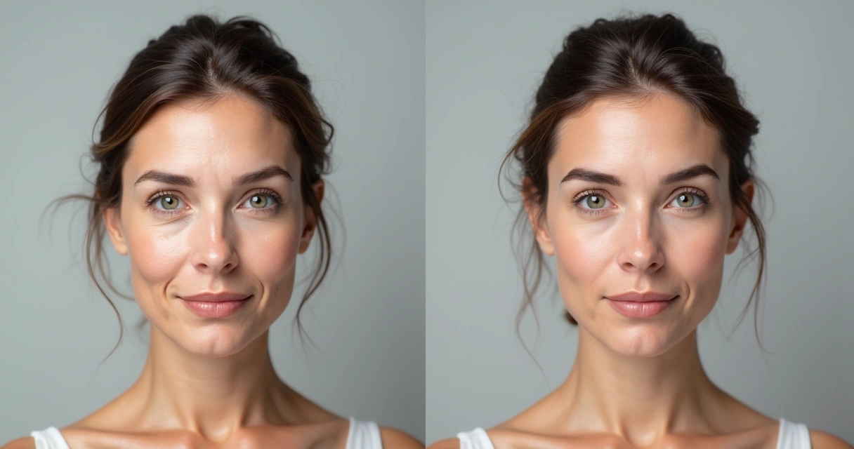 Simulação digital do antes e depois de rejuvenescimento facial 