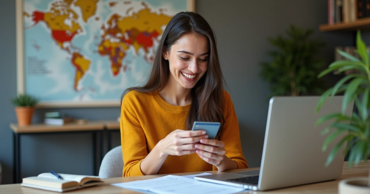 Mulher recebe alerta de promoção de milhas no celular 