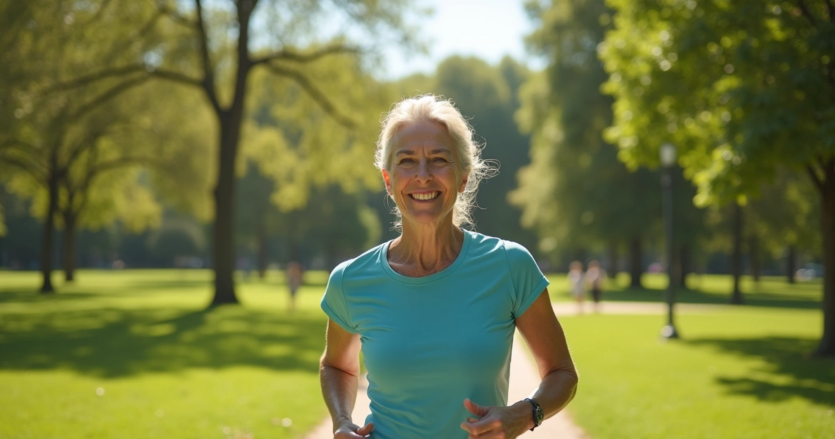 Mulher de meia-idade praticando atividade física durante a menopausa 