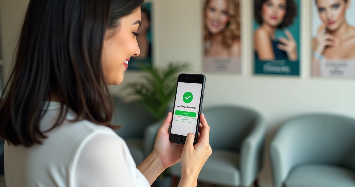 Cliente confirmando agendamento pelo celular 