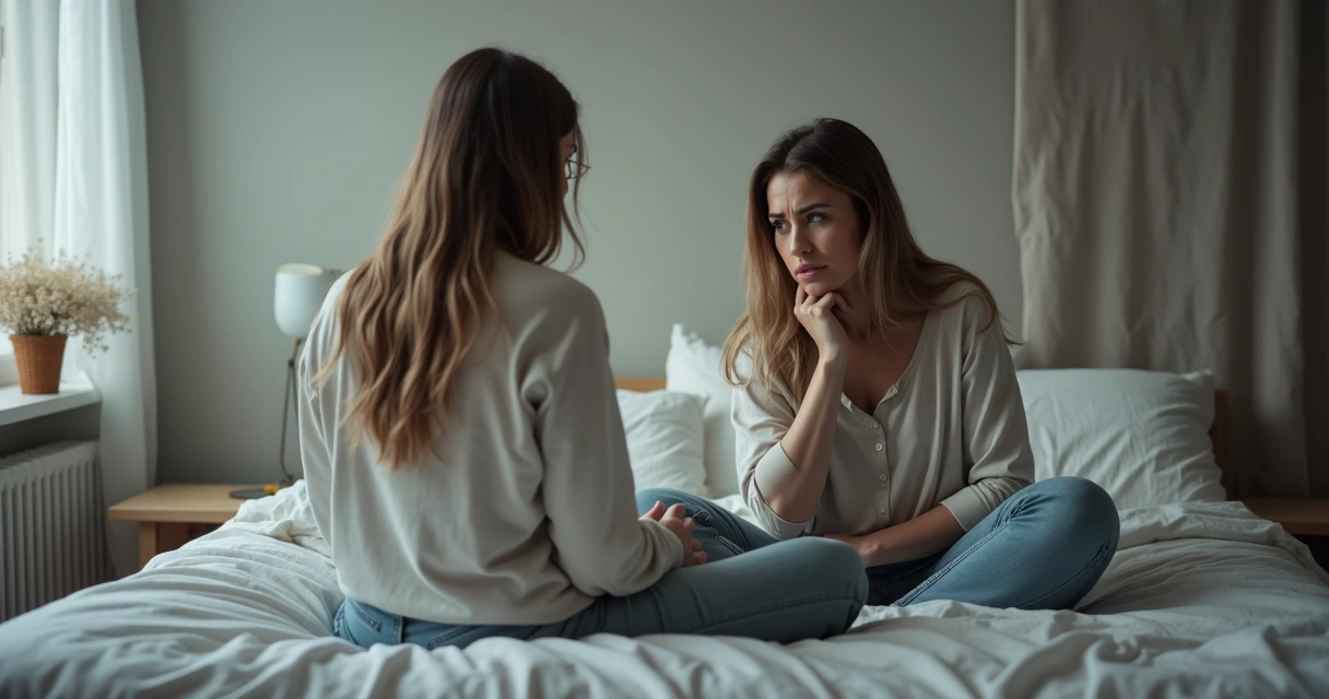 Mulher preocupada com efeito sanfona 