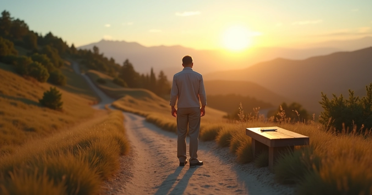 Pessoa adulta em encruzilhada refletindo sobre mudança de vida 