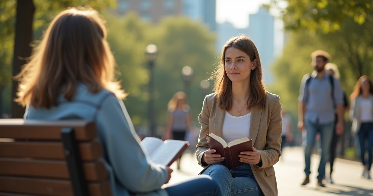 Mulher falando de Jesus em praça pública 