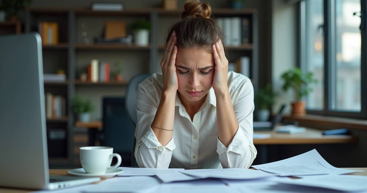 pessoa com burnout no trabalho estressada