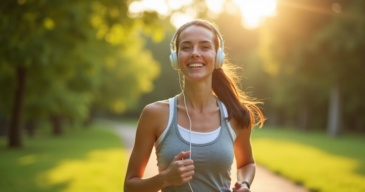 Mulher sorrindo praticando atividade ao ar livre 