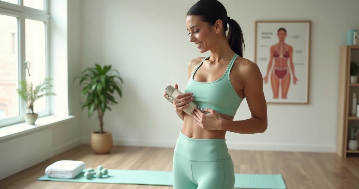 Mulher fitness mostrando pele firme na barriga após grande perda de peso 