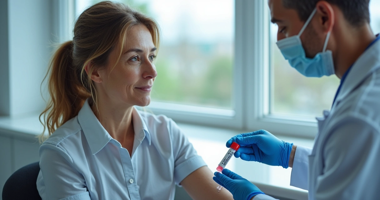 Mulher coletando sangue para exames hormonais 