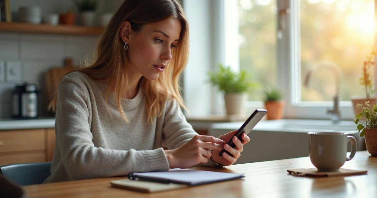 Mulher realizando microtarefas em aplicativo no celular