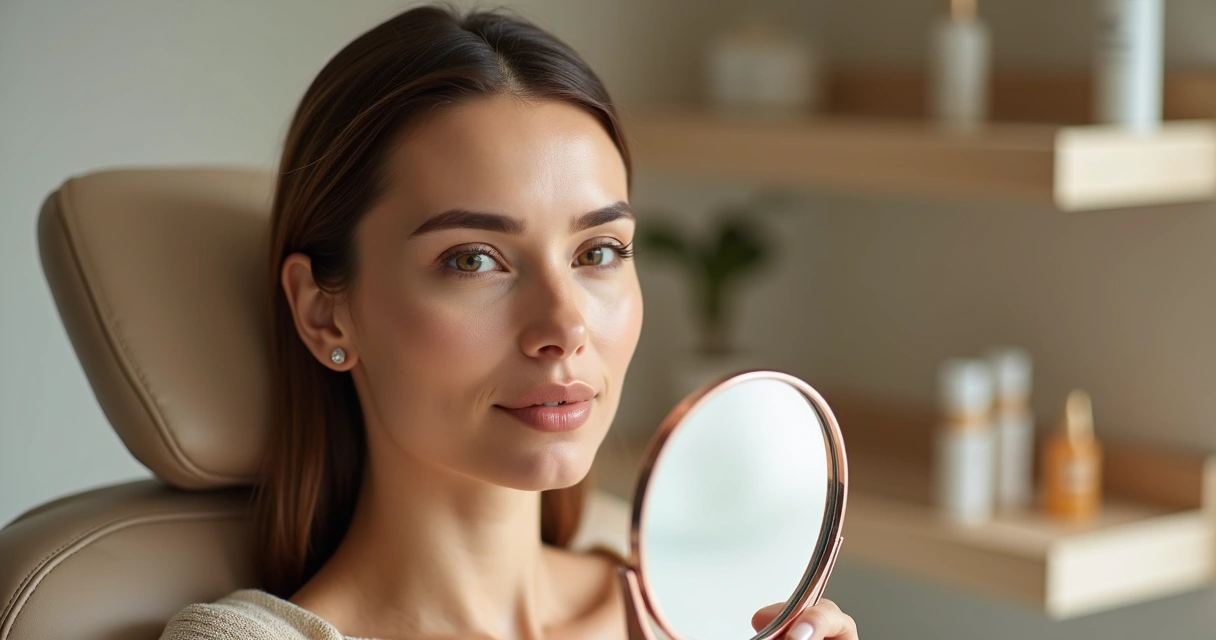 Close natural de mulher com olheiras delicadas em consultório de estética 
