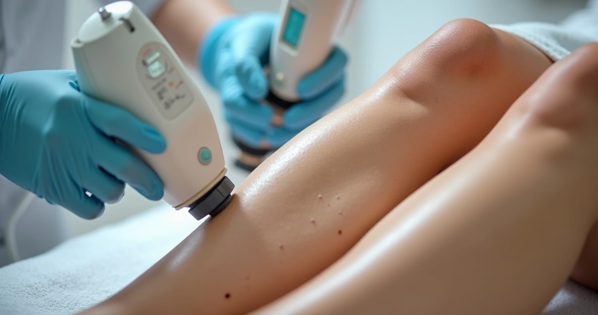 Tratamento moderno de laser em pernas femininas