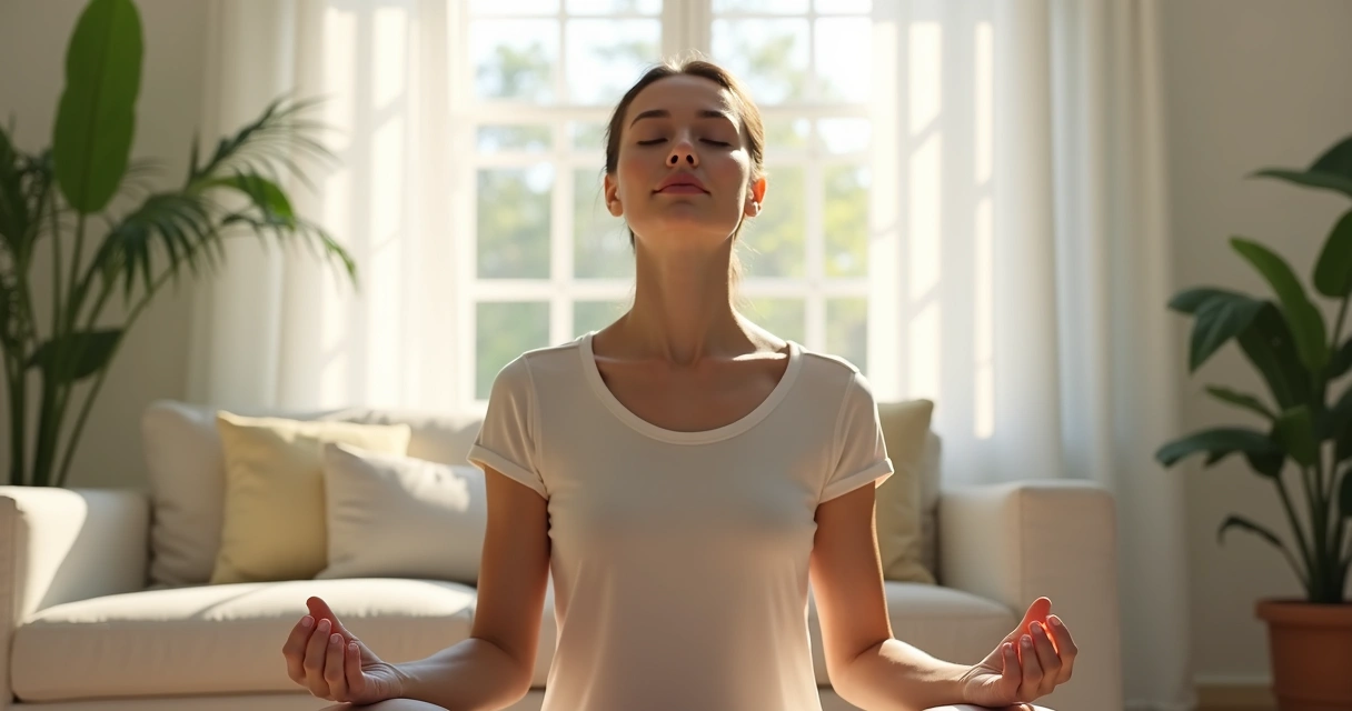 Mulher refletindo sozinha em ambiente tranquilo