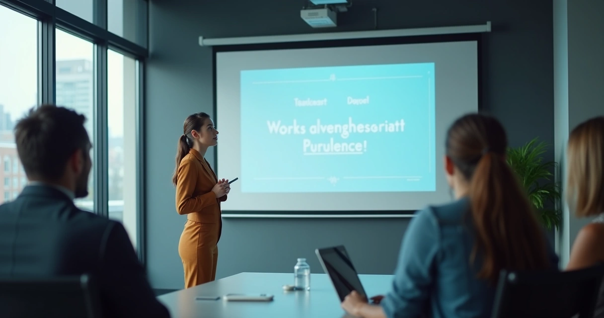 Profissional fazendo pausa durante apresentação em inglês