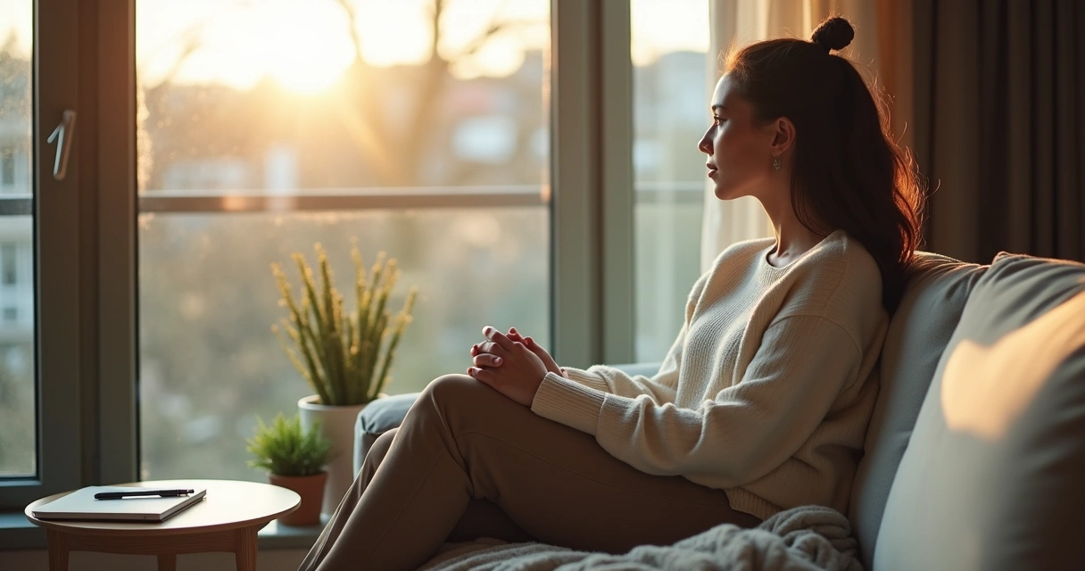Pessoa olhando pela janela refletindo sobre mudanças na vida cotidiana 