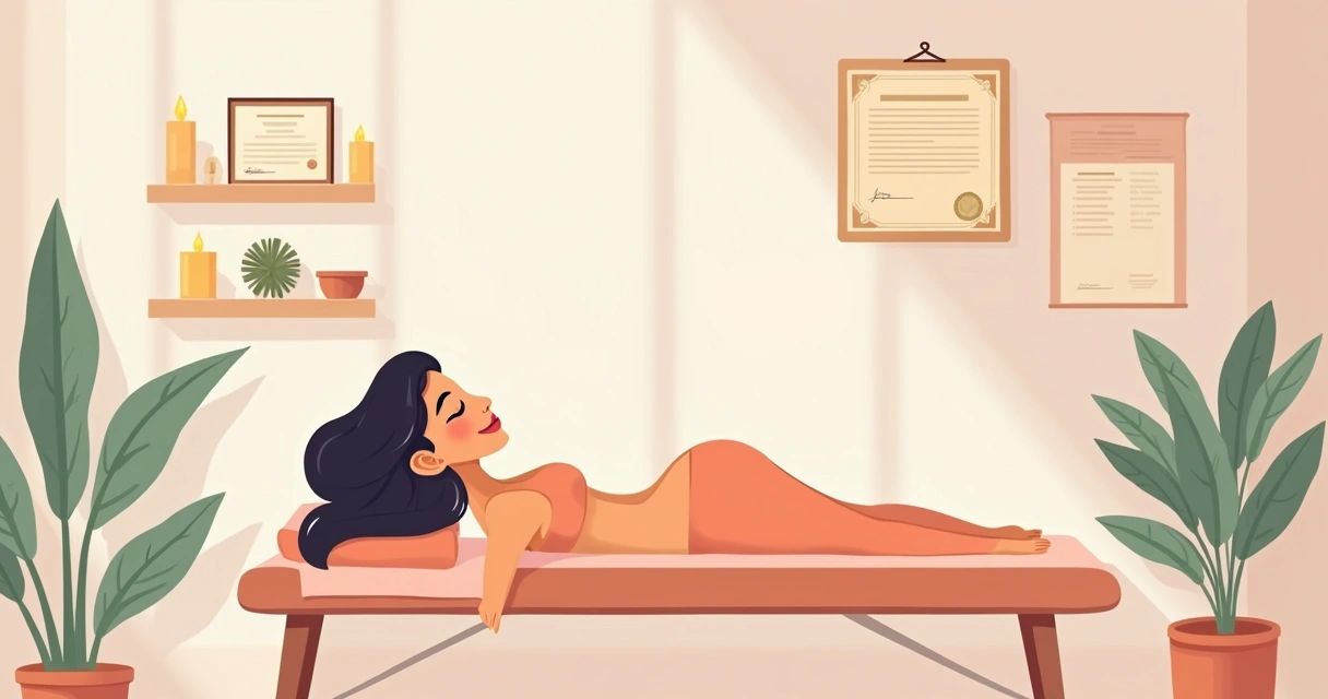 Mulher relaxada após sessão de ventosaterapia em consultório 
