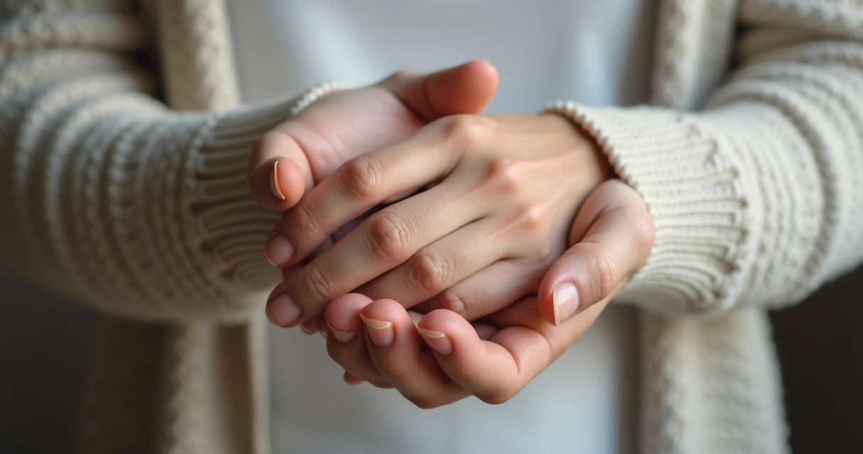 Pessoa segurando mãos de outra em gesto de apoio 