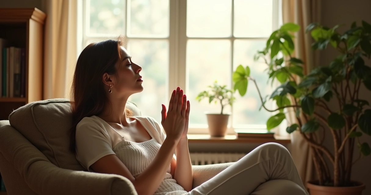 Mulher sentada em silêncio olhando para a janela 