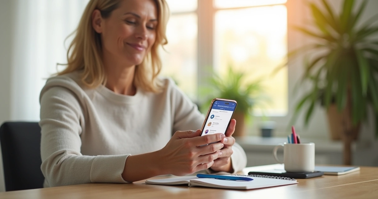 Mulher usando aplicativo de saúde no celular