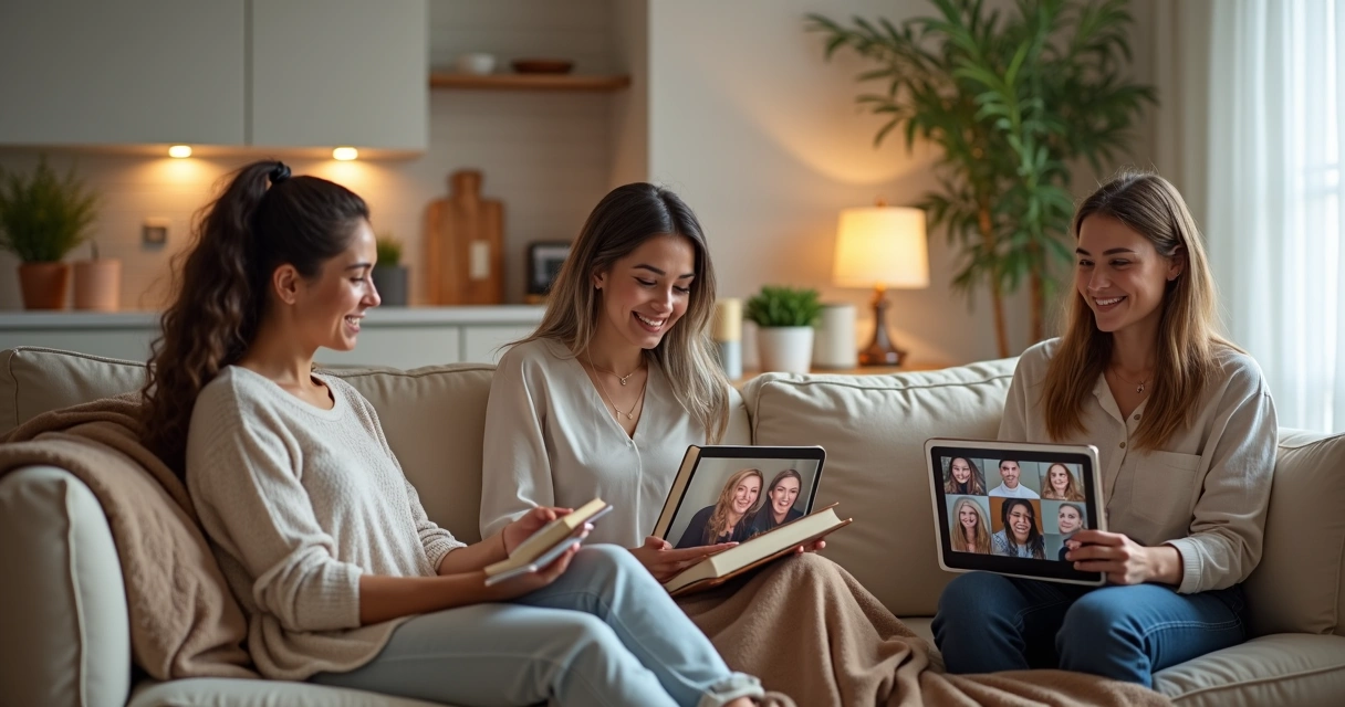 Grupo de mulheres em videoconferência lendo a Bíblia juntas diante do computador 
