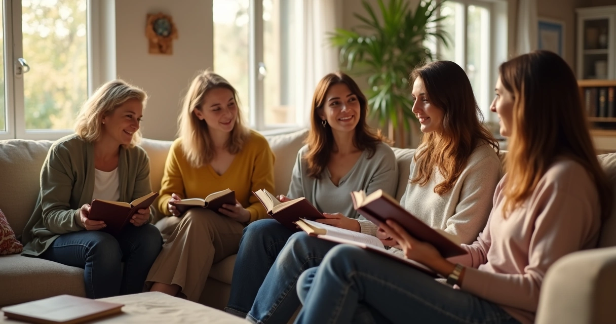 Grupo de mulheres cristãs reunidas em estudo bíblico 