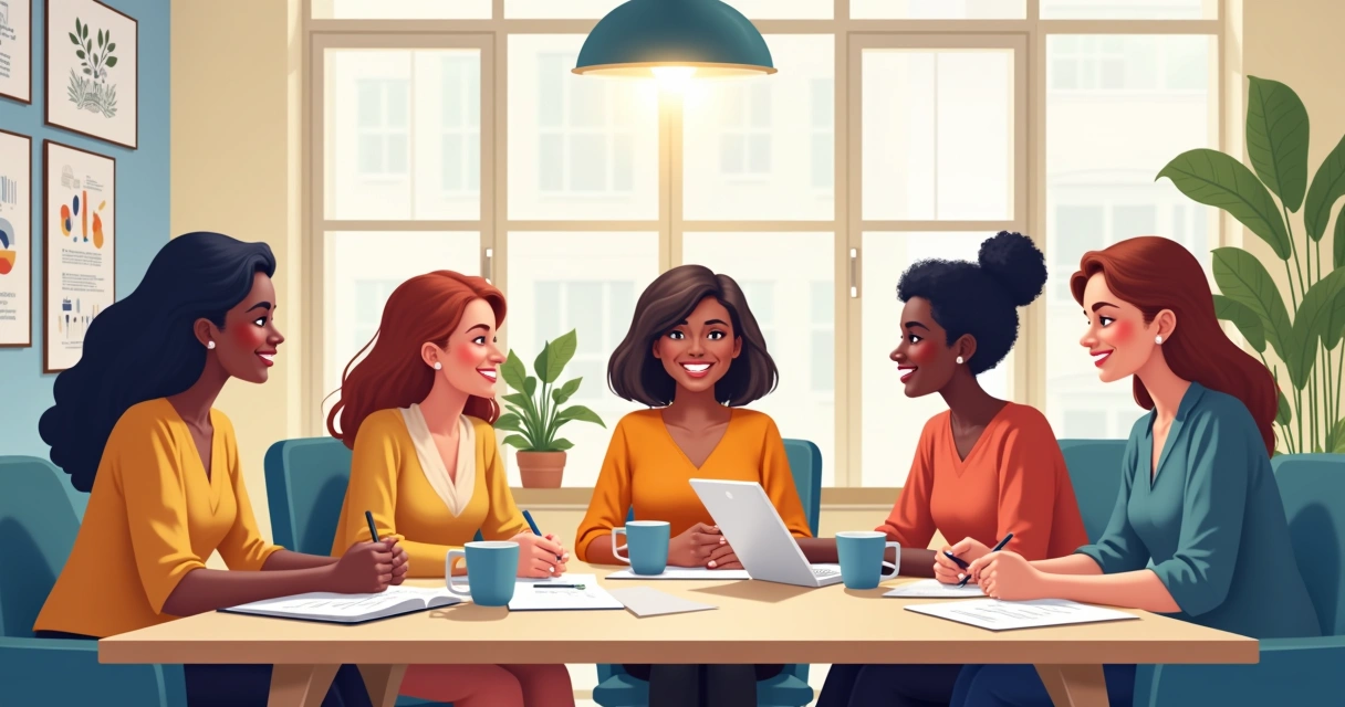 Empreendedoras conversando em ambiente de trabalho 