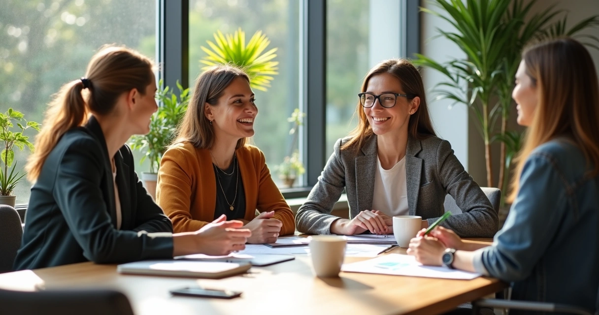 Grupo de mulheres em reunião de negócios em uma mesa 