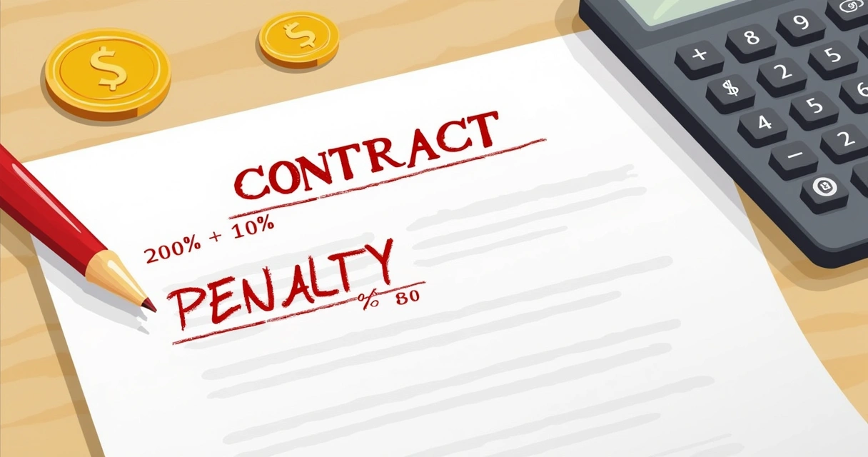 Página de contrato imobiliário mostrando valores de multa destacados