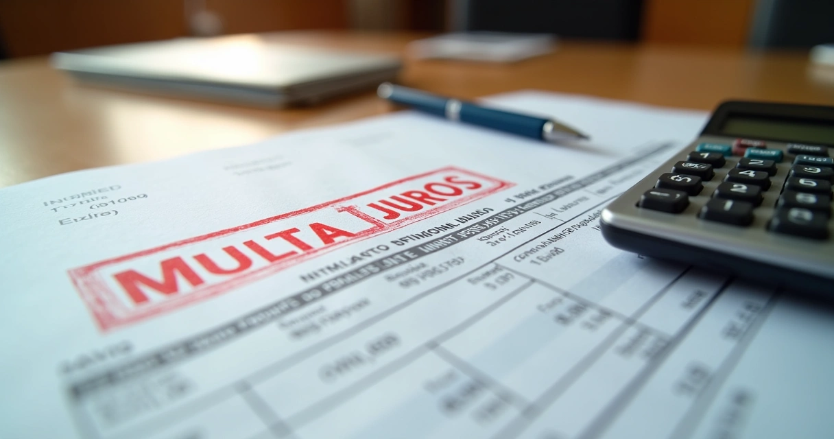 Documentos com carimbos de multa e juros