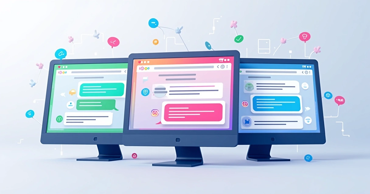 Plataforma com telas de atendimento com IA em diferentes canais 