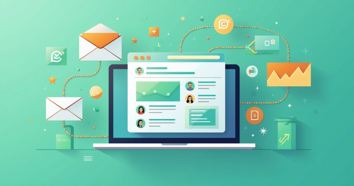 Ilustração de interação entre e-mail, WhatsApp e SMS. 