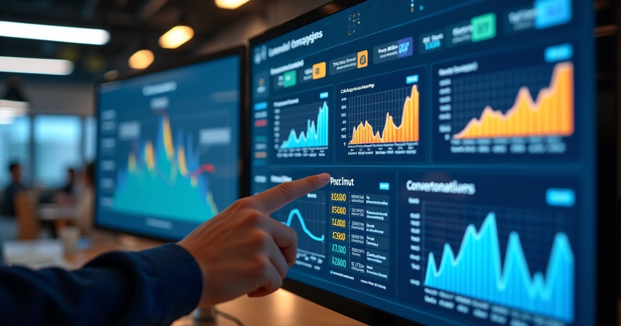 Painel mostrando campanas em LinkedIn, e-mail e mídia paga para B2B 