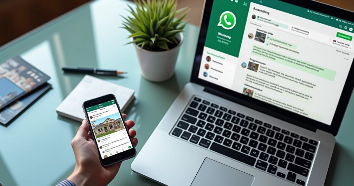 Telas de WhatsApp, Instagram e CRM com mensagens de clientes e respostas integradas 