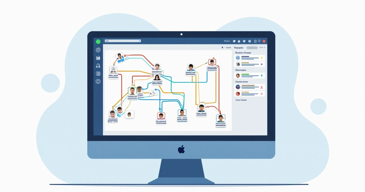 Tela mostrando integração de e-mails e whatsapp em um painel de automação 