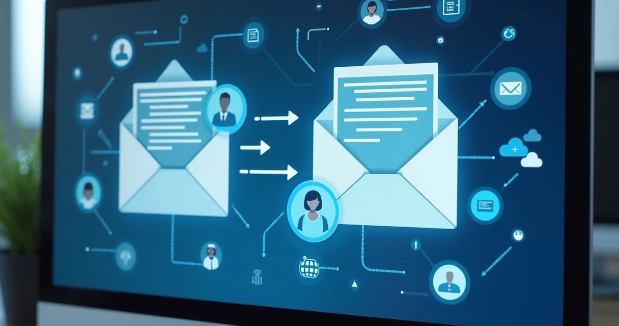 Integração de e-mail e LinkedIn em tela de computador 