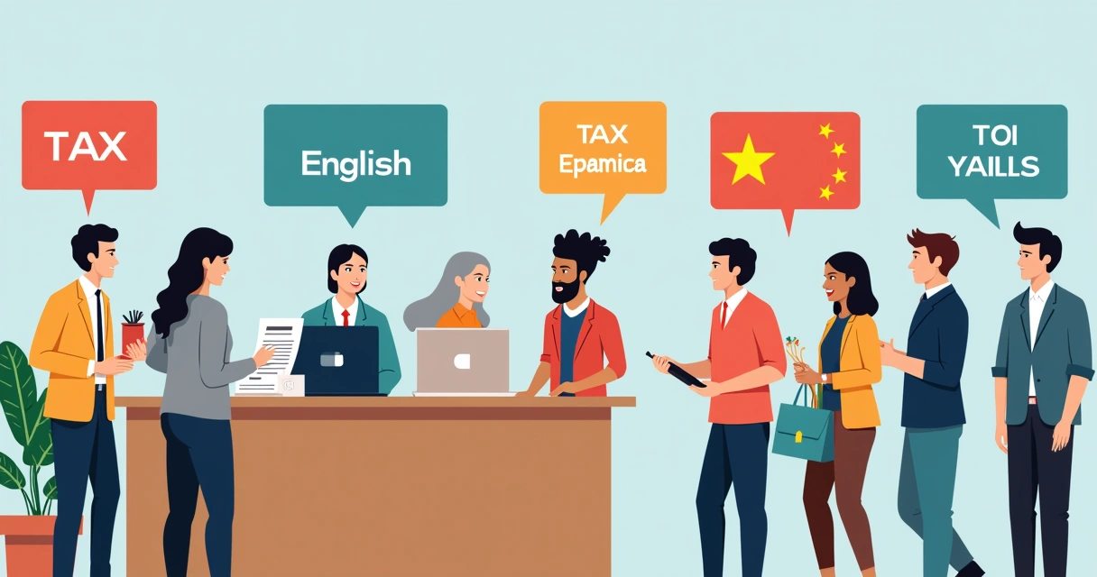 Multilingual tax assistance desk with interpreters 