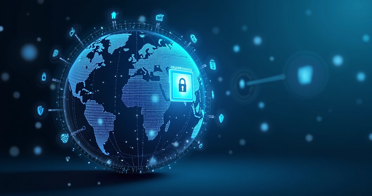 Conceito de mundo digital com ícones de cookies e privacidade 