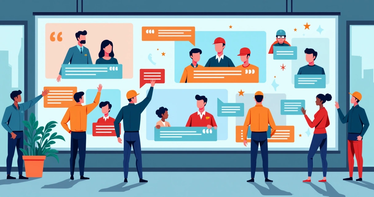 Mural digital interativo de sindicato com fotos e depoimentos de trabalhadores