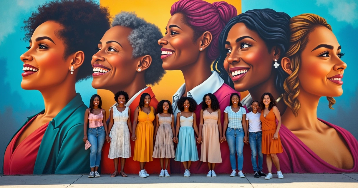 Mural Igualdade Absoluta de Galveston com mulheres celebrando 